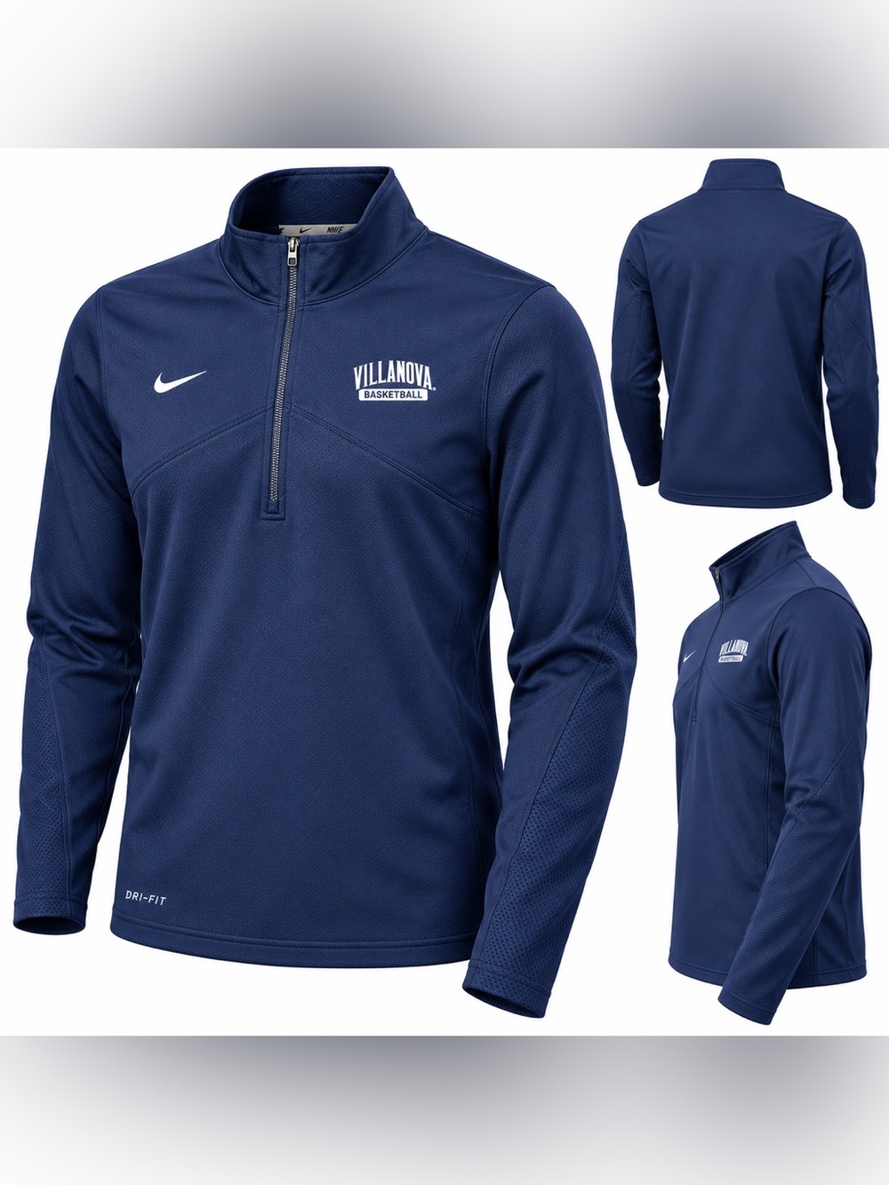 Nike Villanova Basketball Navy Quarter-Zip Lightweight Pullover Size Large